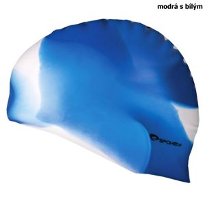 Plavecká čepice SPOKEY Abstract - modrá s bílým